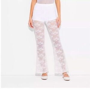 Wild Fable Sheer Lace Flare Pants - White